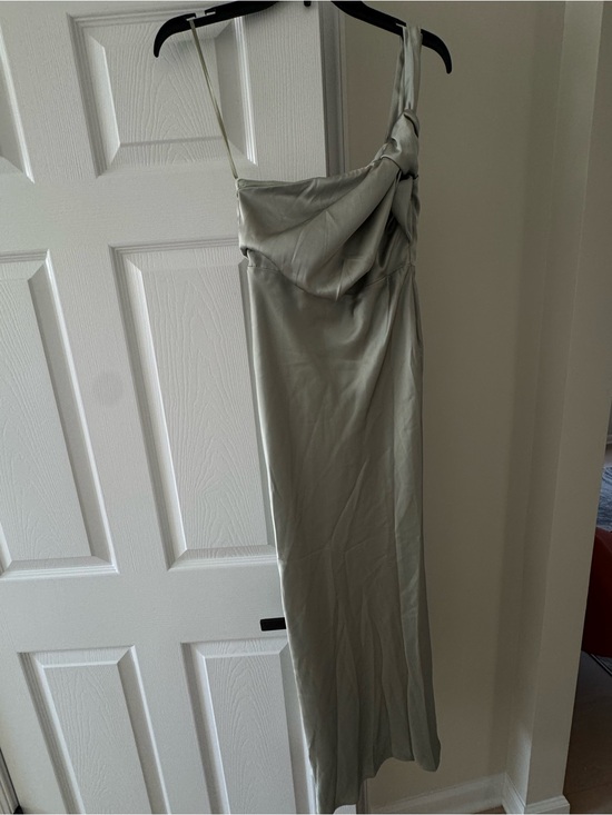 Billy J Dresses & Skirts - One-Shoulder Satin Evening Dress in Light Sage
